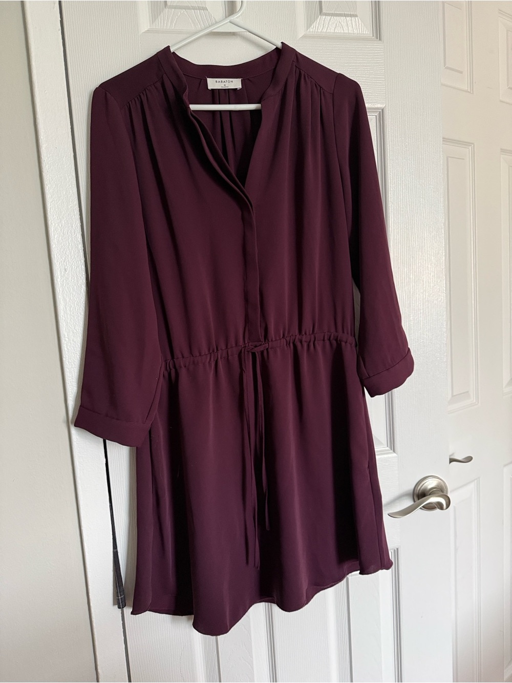 Babaton Deep Plum Drawstring Waist Dress